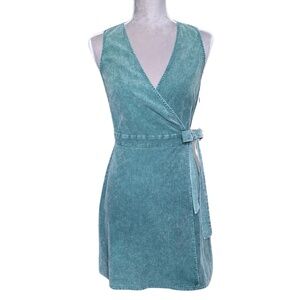 Sadie & Sage Sleeveless Green Wrap Dress S 100% Cotton V-Neck Vintage Inspired
